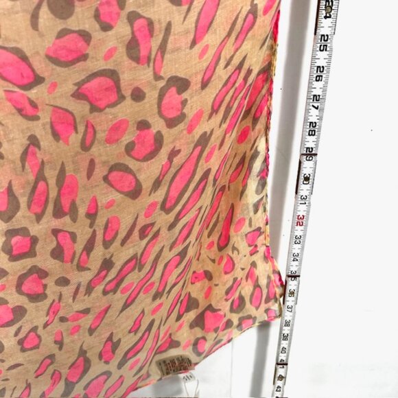 New Le Crois Soi, Scarf/ Wrap  Cotton Silk mixed , 42" 72", beige pink Print (46 - Picture 6 of 10